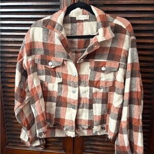 Altar'd State Plaid Jacket - Brown and Cream